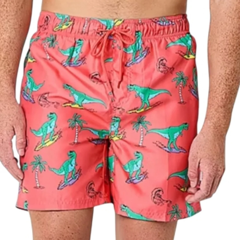 Burnside Boys Size Small Swim Trunks Shorts Coral Dinosaur Surfing Ocean